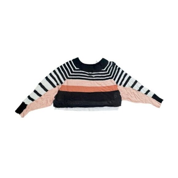 Free People Striped Crop Sweater - XS - Linen & Cotton Blend - Long Sleeve NWOT - Picture 2 of 7